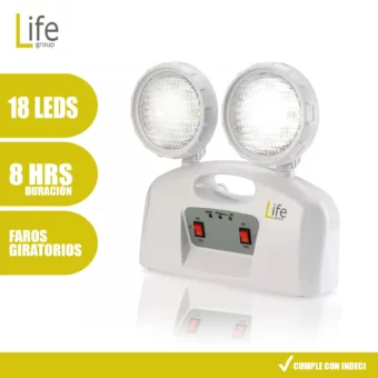Luz de Emergencia "LIFE" 18 LED 4-8 hrs Original Nuevo 90 MTS -Cumple INDECI