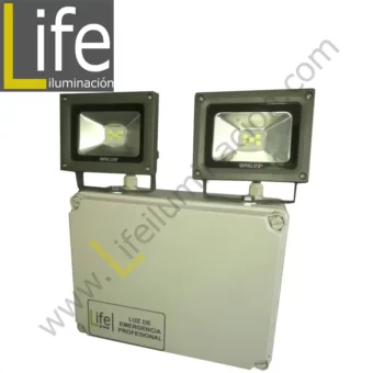 Luz de emergencia IP65 Exteriores led "LIFE" 2x10W (20W) c/toma a tierra