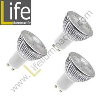 3XGU10/LED/3W/30K/220V THREE PACK LAMPARA LED GU10 3W 3000K 220V-60HZ