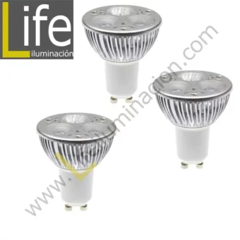 3XGU10/LED/3W/60K/220V THREE PACK LAMPARA LED GU10 3W 6000K 220V-60HZ