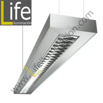 MD602-Y-2X28/SL LUMINARIA SUSPENDIDA C/ DIFUSOR PC 2X28W/T5/SILVER