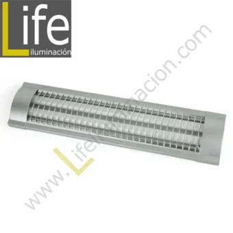 MX228B-Y20X2ET/SL PRISMATICO PLANO C/REJILLA 2X18W SILVER INC. TUBO