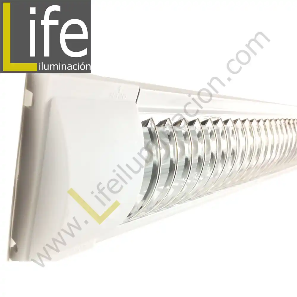 luminarias-mx248c-y20x2mct-bl MX248C-Y20X2MCT/BL PRISMATICO CON REJILLA 2X18W BLANCO INC.TUBO 6400 - Imagen 1