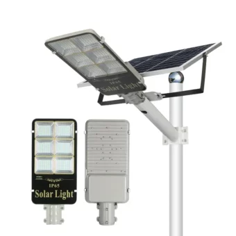 LUZ DE CALLE SOLAR 300W/  IP 65/ CARGA SOLAR /BATERÍA 5 AÑOS DE DURACIÓN/ 2300 Lm/ Ilum 150 m2/ T.C. 5H / T.D. 12 / LED 20% Brillo 18% Fotoelectrónico