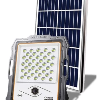 REFLECTOR SOLAR LED CON CAMARA 300 W / 2300 Lm/IP 65 / 150m3/ LED DE ALTA ILUMINACIÓN /  Lente HD de 1080P /T.C. 5H / T.D. 12 H