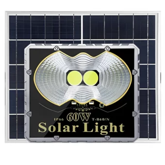 REFLECTOR SOLAR LED 60W / BATERIA DE LITIO /800 Lm / IP 65 /50m3/  T.C. 5H / T.D. 12 H / PROTECCION CONTRA RAYOS / PANTALLA DE POTENCIA