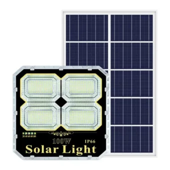 REFLECTOR SOLAR 100W/ BATERIA DE LITIO-FOSFATO / PANELES POLICRISTALINOS/ 50 000 HRS/ IP 66 / 80m2 / CONTROL REMOTO INALAMBRICO