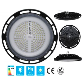 HIGH BAY UFO NUEVO MODELO 200W >110LM/W 6500K IP65 AC100-240V - JL