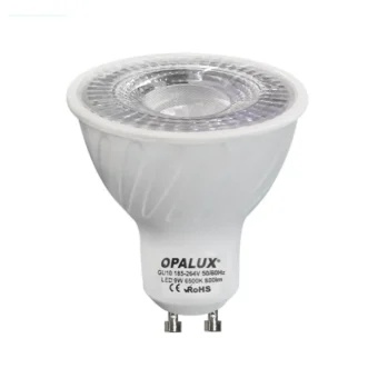 FOCO DICROICO LED 9W LUZ BLANCA "OPALUX" 800LM 3000K 185-264VAC GU10 60° Ø5CM 5.4CM ALTO.CJX100