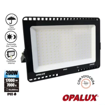 REFLECTOR LED 200W "OPALUX" CON FOTOCELDA 7000K