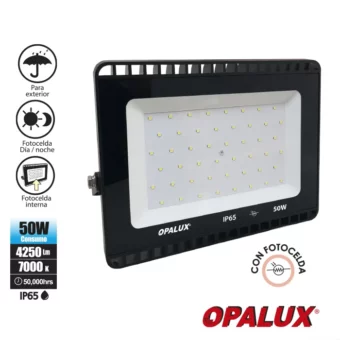 REFLECTOR LED 50W "OPALUX" CON FOTOCELDA 7000K