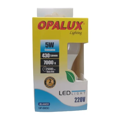 OP-5W3C FOCO LED 5W "OPALUX" 100-240V BLANCO 430LM 6500K E27 230° CJX100 - Imagen 1