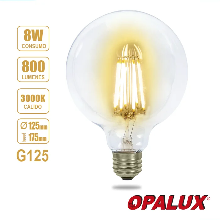 OP-G12F30 FOCO VINTAGE G125 8W 3000K 185-265V E27 "OPALUX" CJX20 - Imagen 1