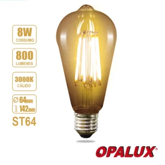 FOCO VINTAGE ST64 8W 3000K NACARADO 185-265V E27 "OPALUX" CJX100