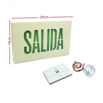 Señal de seguridad LED “Opalux” 29X19cm iluminada TIPO BOX “SALIDA” 120 mins cumple INDECI incluye accesorios 2 tipo de montaje cuerpo ABS