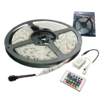 Cinta LED 5MTS RGB 21 colores con control remoto  fuente de alimentacion y secuencial