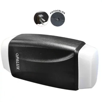 Luz guia LED con fotocelda para interiores (se activa automaticamente en la oscuridad) con enchufe 220v.  color negro "Opalux"