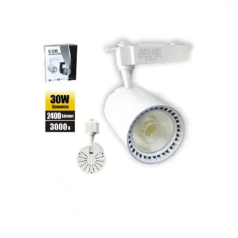 SPOT DE RIEL 30W OPALUX 3000K 2400LM 35000HRS DIRECCIONABLE COLOR BLANCO CON LUZ CALIDA AMARILLA