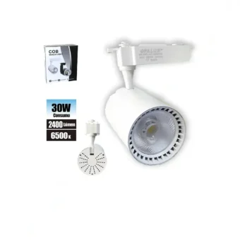 SPOT DE RIEL 30W OPALUX 6500K 2400LM 35000HRS DIRECCIONABLE COLOR BLANCO CON LUZ BLANCA