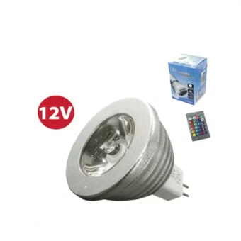 Dicroico led 12V RGB con control remoto "Opalux"  conector MR16 25,000hrs decorativo