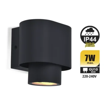 APLIQUE EXTERIOR DE PARED CYRES PARA GU10 NEGRO