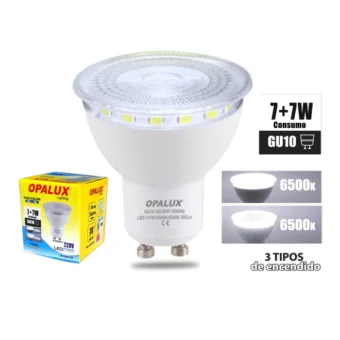 FOCO DICROICO DUO COLOR 6500K + 6500K 7W "OPALUX"