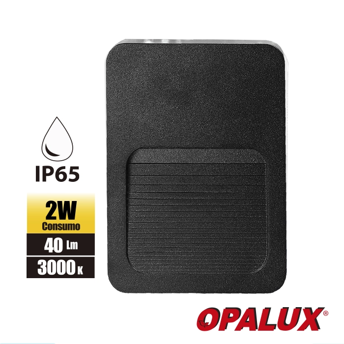 OP-LB112-3BK LUMINARIA GUIA LED 2W "OPALUX" 100-240V 40LM 3000K COLOR NEGRO - Imagen 1