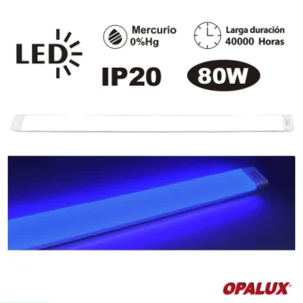 FIXTURE SLIM LED PAVONADO 80W COLOR AZUL 120 CM "OPALUX" (CAJA X30)