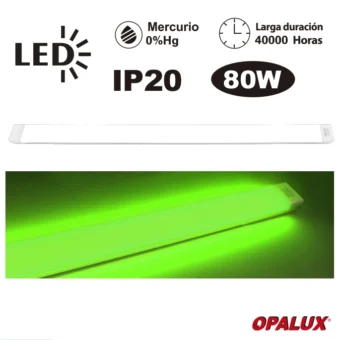 FIXTURE SLIM LED PAVONADO 80W COLOR VERDE 120 CM "OPALUX"
