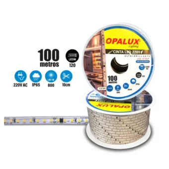 CINTA LED IP65 "OPALUX" 220V AC 800LM 7200K 120LEDS 100MTS. 295WATTS, 1.5AMP