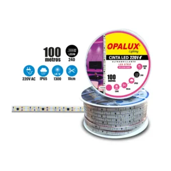 CINTA LED IP65 "OPALUX" 220V AC 1300LM COLOR FUCSIA 240LEDS 100MTS.
