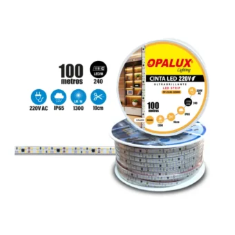 CINTA LED IP65 "OPALUX" 220V AC 1300LM 3000K 240LEDS 100MTS.