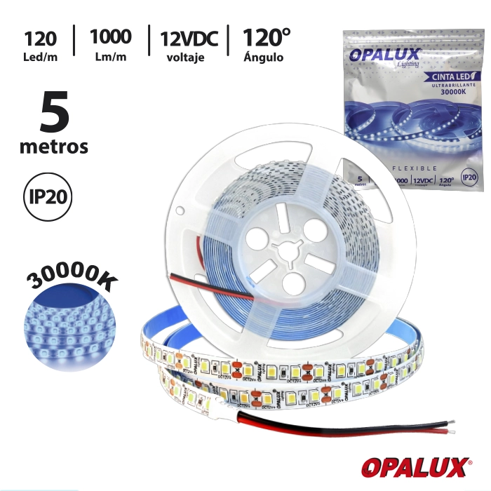 OP-LS28120-30CWA CINTA LED 30000K LED2835 120LEDS IP20 "OPALUX" 5M LUZ BLANCA - Imagen 1
