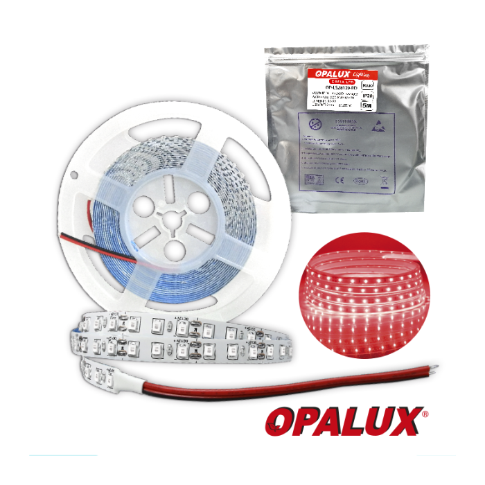 OP-LS28120-R CINTA LED ROJO LED2835 120LEDS IP20 "OPALUX" 5M - Imagen 1