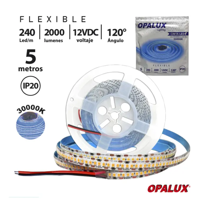 OP-LS28240-30CWA CINTA LED 30000K 240LED "OPALUX" 12V IP20 - Imagen 1