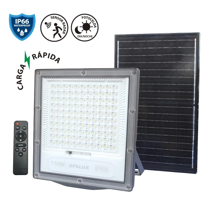 OP-SFL150-CW REFLECTOR SOLAR OPALUX LED CON PANEL SOLAR 150W - Imagen 1