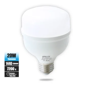 FOCO 20W T/BOTELLA "OPALUX" , 7200K, 1440LM, E27,180-265V MASTERX80